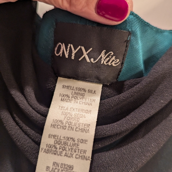 Black Silk Chiffon Hand Beaded Camisole, Flutter Shoulder Plus Size 2X - Picture 4 of 8